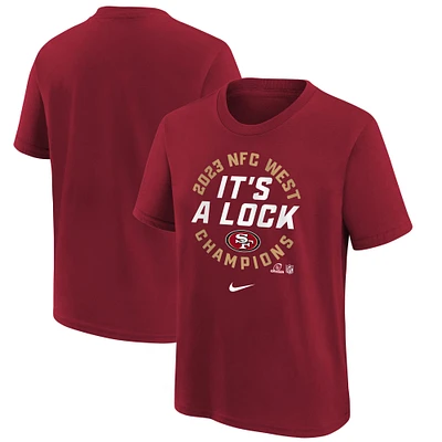 Youth Nike Scarlet San Francisco 49ers 2023 NFC West Division Champions Locker Room Trophy Collection T-Shirt