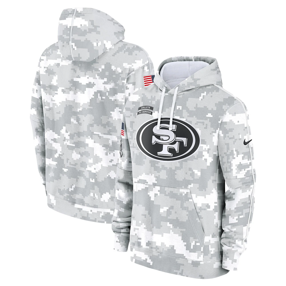 Youth Nike White/Gray San Francisco 49ers 2024 Salute To Service Pullover Hoodie