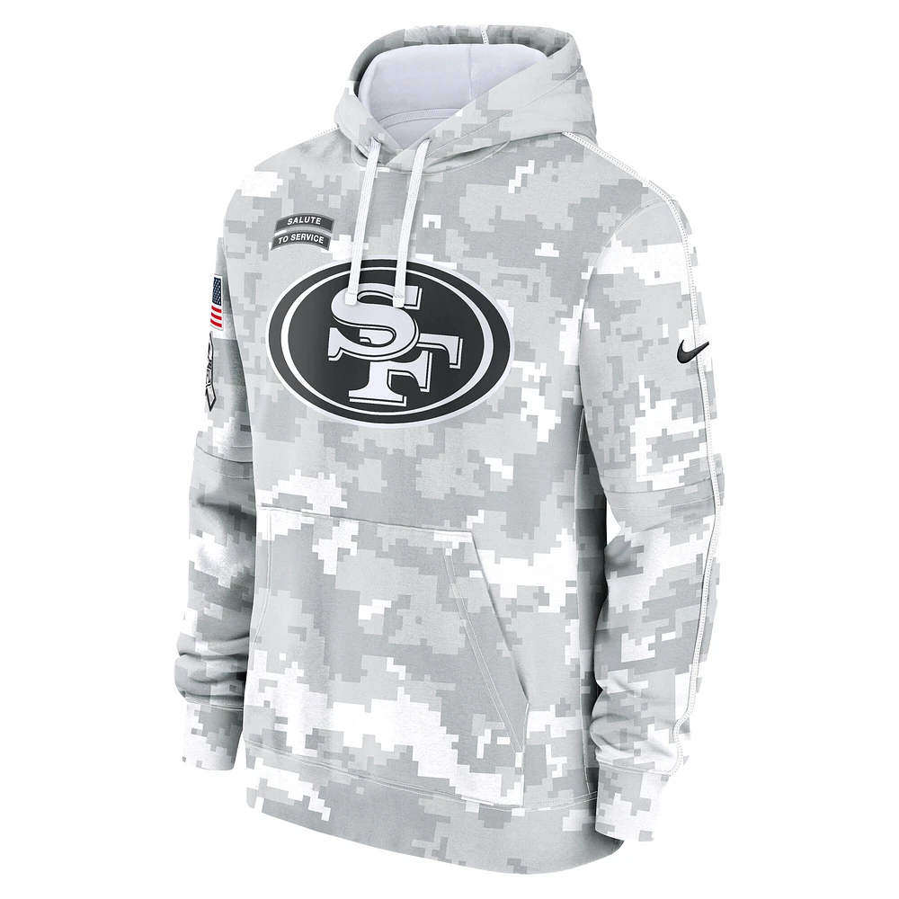 Youth Nike White/Gray San Francisco 49ers 2024 Salute To Service Pullover Hoodie