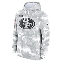 Youth Nike White/Gray San Francisco 49ers 2024 Salute To Service Pullover Hoodie