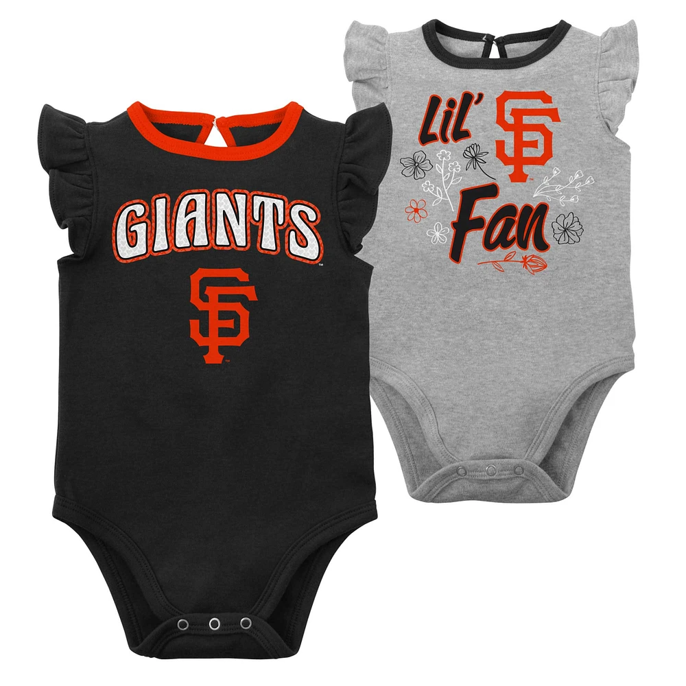 Lot de deux bodys pour nouveau-nés et nourrissons noirs/gris chinés San Francisco Giants Little Fan