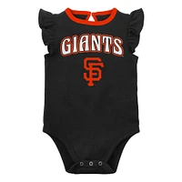 Lot de deux bodys pour nouveau-nés et nourrissons noirs/gris chinés San Francisco Giants Little Fan