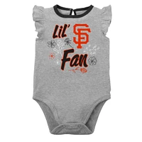 Lot de deux bodys pour nouveau-nés et nourrissons noirs/gris chinés San Francisco Giants Little Fan