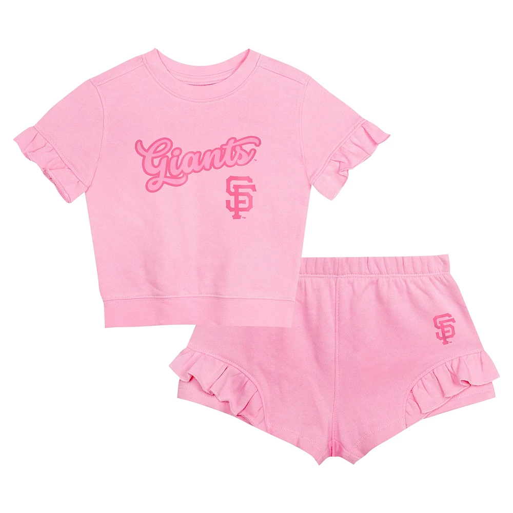 Ensemble t-shirt et short rose pour filles fanatiques des Giants de San Francisco