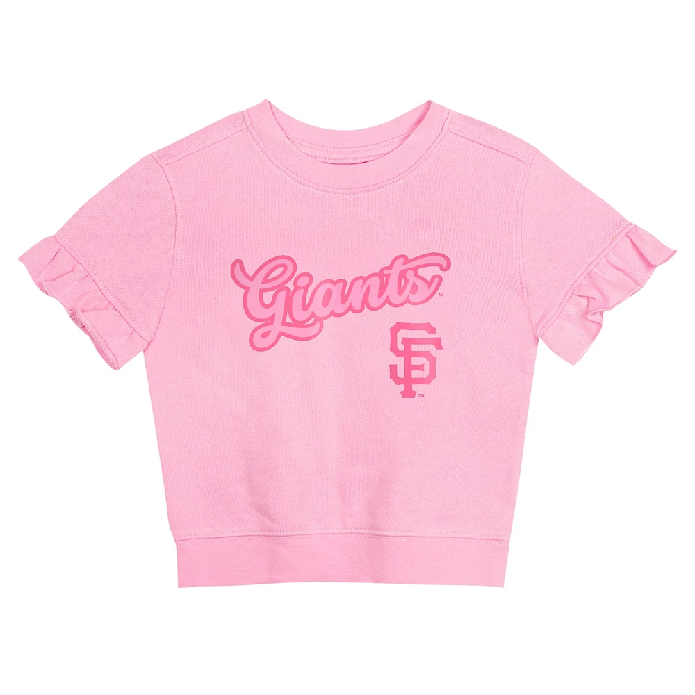 Ensemble t-shirt et short rose pour filles fanatiques des Giants de San Francisco