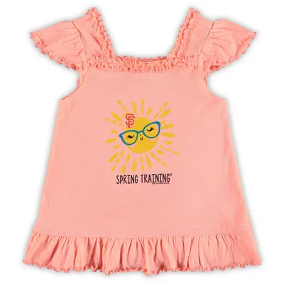 San Francisco Giants Soft as a Grape Girl's Toddler Spring Training Cute Sun Dress - Pink