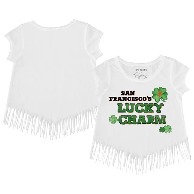 Lids San Francisco Giants Tiny Turnip Girls Toddler Lucky Charm Fringe T- Shirt - White