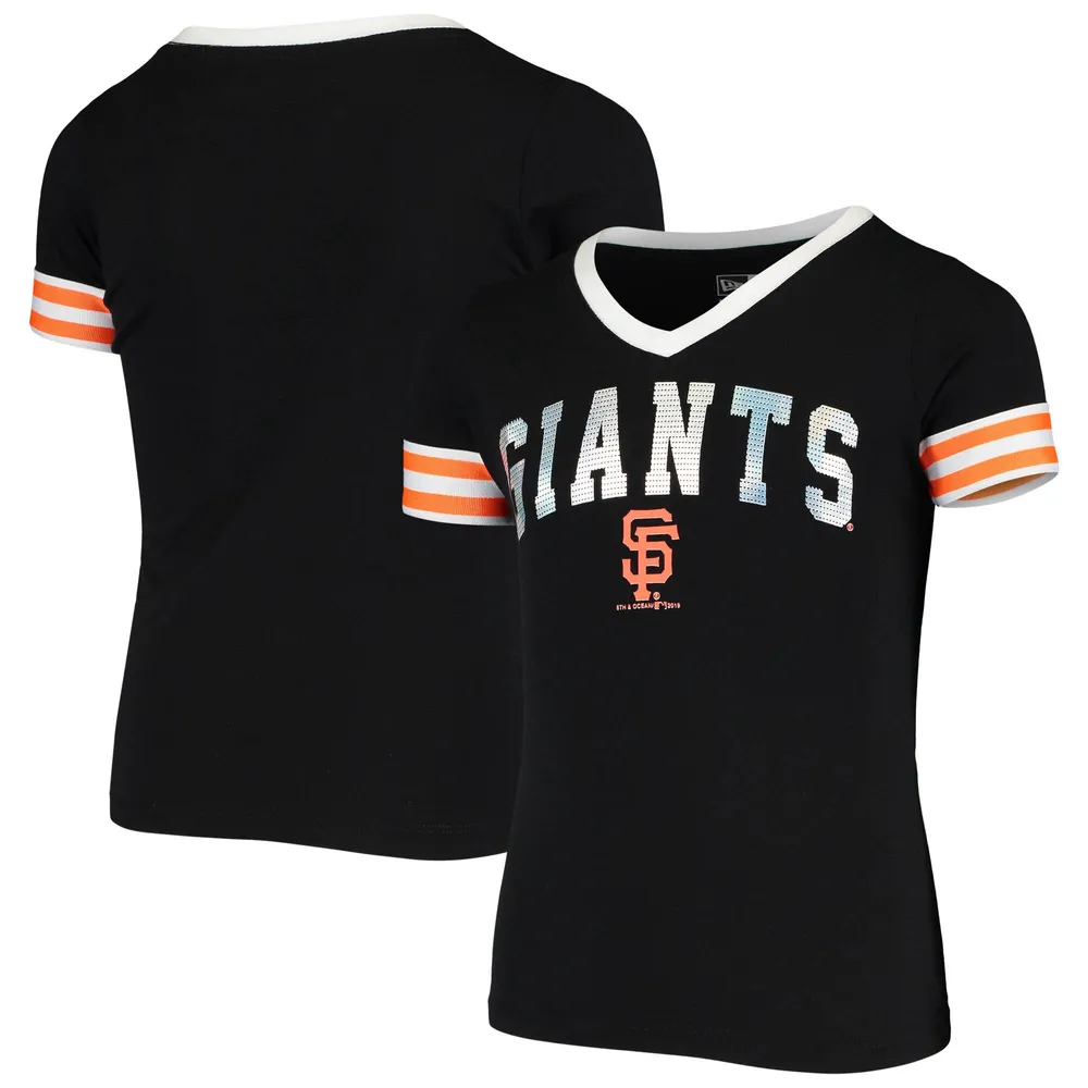 Women's San Francisco Giants Black Oversized Spirit Jersey V-Neck