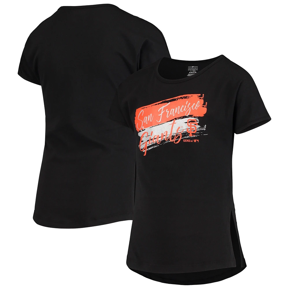 T-shirt noir San Francisco Giants Brush Stroke Dolman pour jeune fille