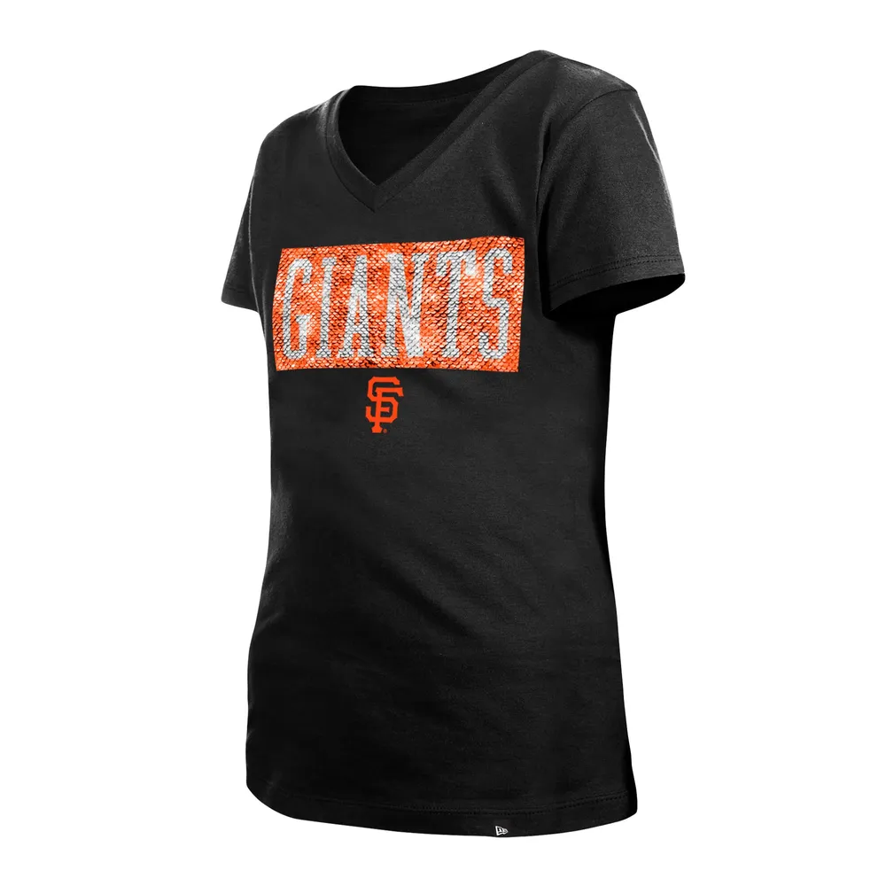 T-shirt à col en V noir San Francisco Giants New Era pour fille