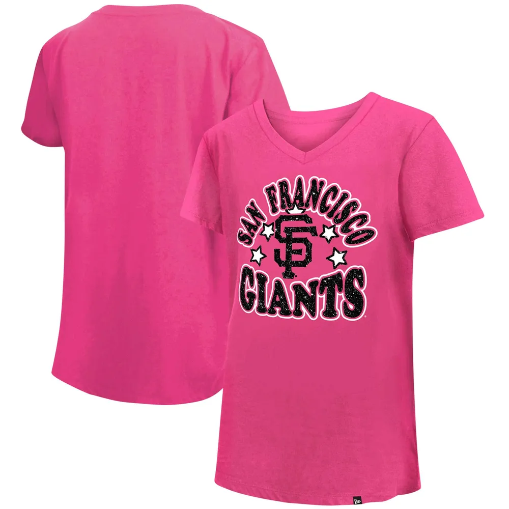 Lids San Francisco Giants New Era Girls Youth Jersey Stars V-Neck T-Shirt -  Pink