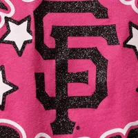 Girls Youth New Era Pink San Francisco Giants Jersey Stars V-Neck T-Shirt