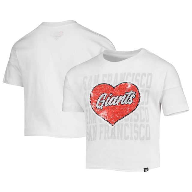 NWE SF GIA BLANC Junior FILLES FLIP SEQUIN HEART CROPPED SS TEE TEEYTHGRL