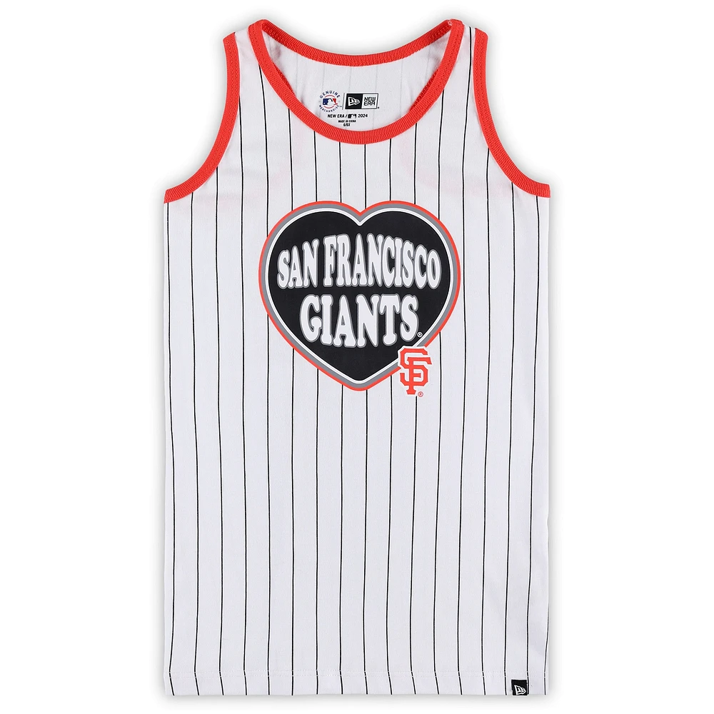 Girls Youth New Era White San Francisco Giants Pinstripe Tank Top