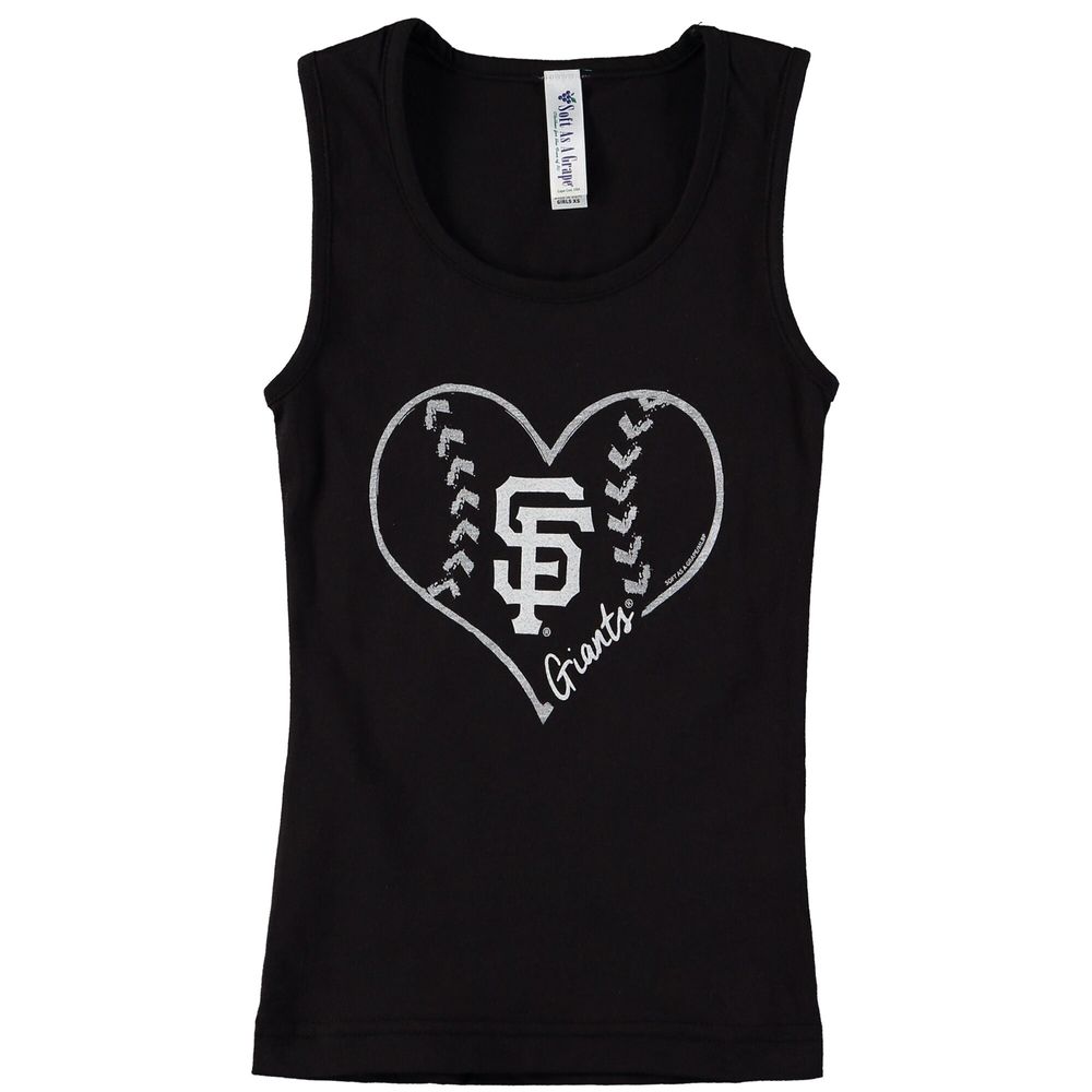 Girls Youth Soft as a Grape Black San Francisco Giants Cotton Tank Top