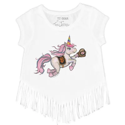 Lids San Francisco Giants Tiny Turnip Girls Youth Heart Bat Fringe T-Shirt  - White