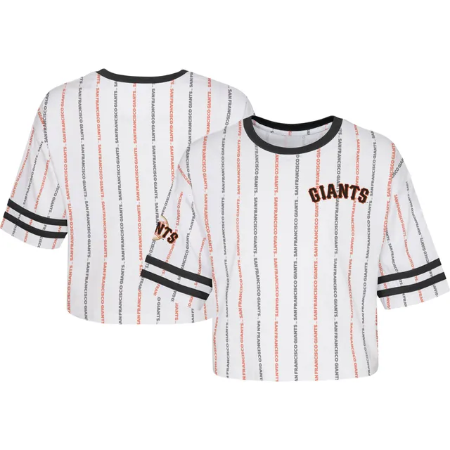 Girls Youth 5th & Ocean by New Era White San Francisco Giants Split Neck Rainbow T-Shirt