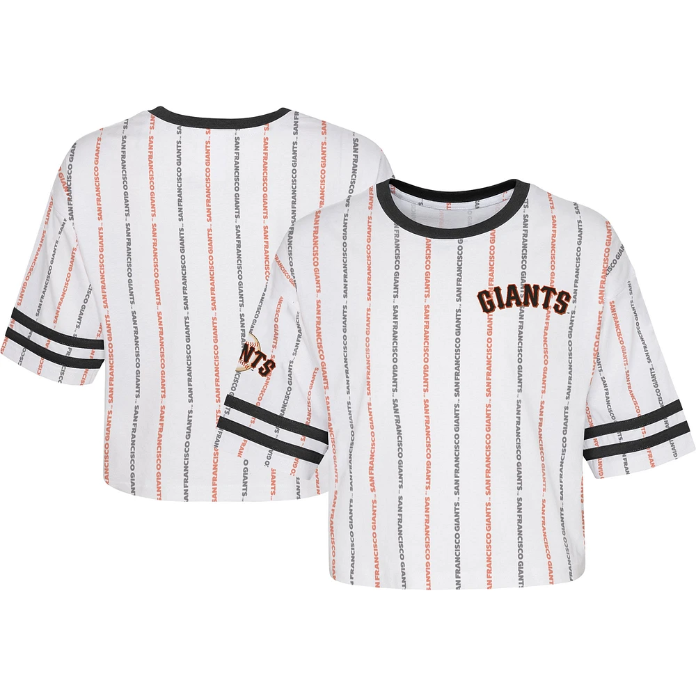 T-shirt blanc à rayures pour jeune fille San Francisco Giants Ball