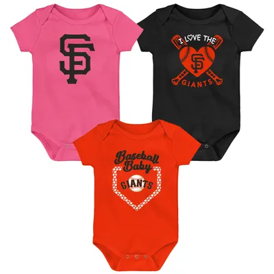 San Francisco Giants Infant Baseball Baby 3-Pack Bodysuit Set - Black/Orange/Pink
