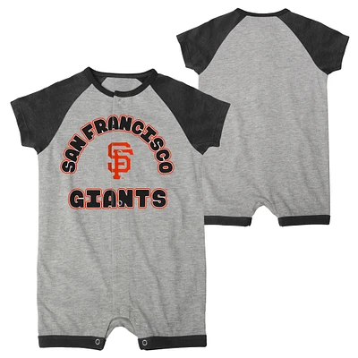 Barboteuse à boutons-pression Raglan Extra Base Hit des Giants de San Francisco gris chiné pour bébé