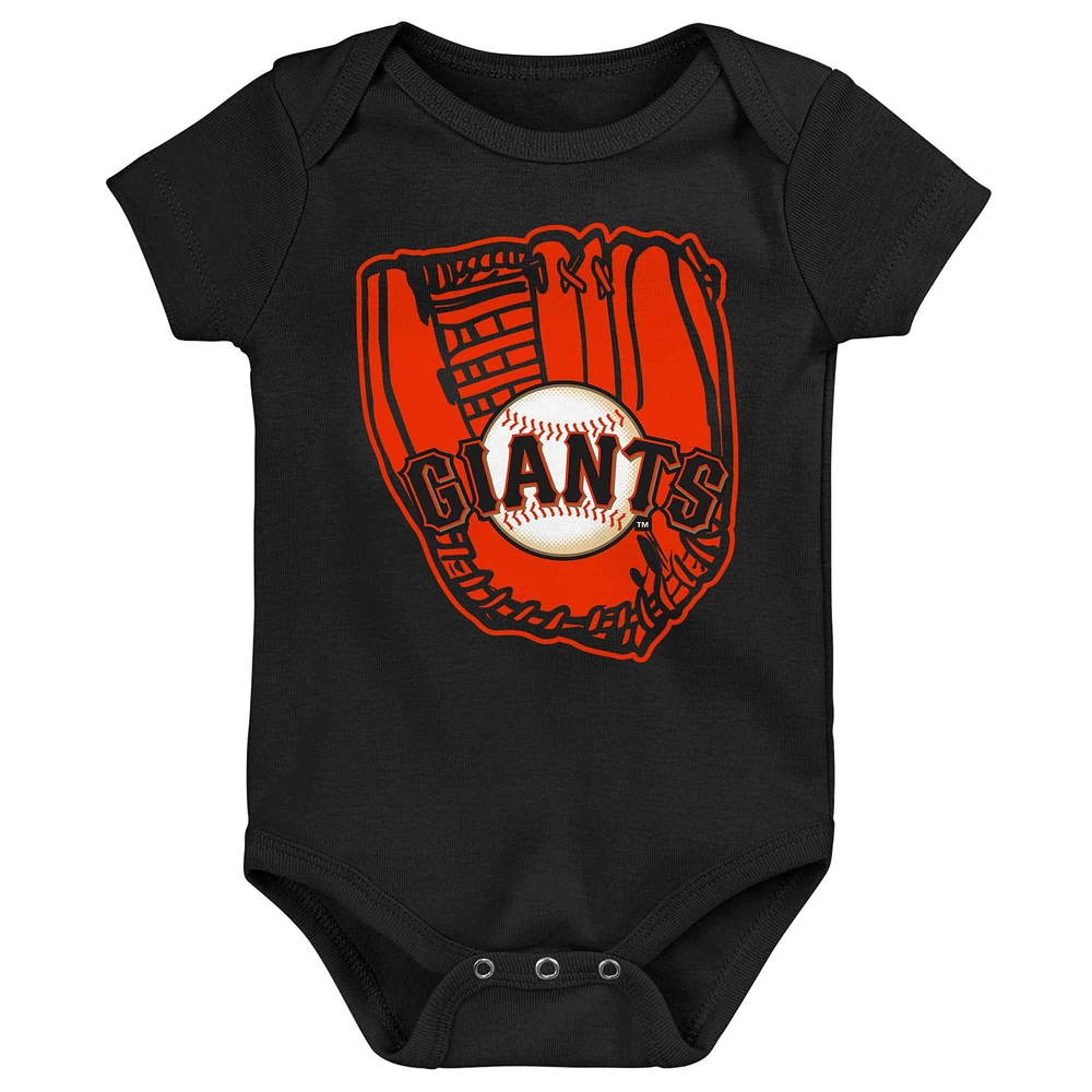 Ensemble de trois bodys joueur ligue mineure San Francisco Giants orange/noir/blanc pour bébé