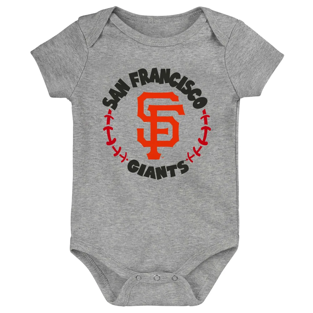 Lot de 3 bodys orange/blanc/gris chiné San Francisco Giants Biggest Little Fan pour bébé