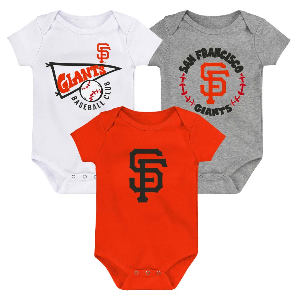 Infant Orange/White/Heather Gray San Francisco Giants Biggest Little Fan 3-Pack Bodysuit Set