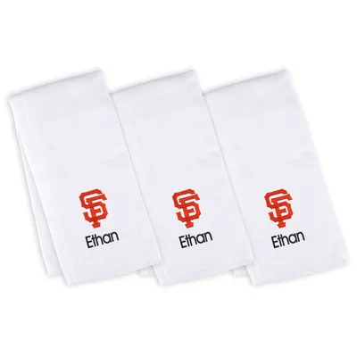San Francisco Giants Infant Personalized Burp Cloth 3-Pack - White