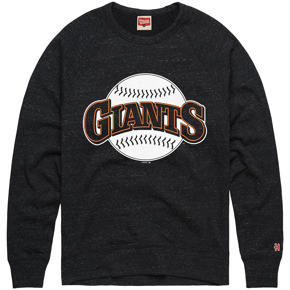 Men's Homage  Charcoal San Francisco Giants Retro Tri-Blend Pullover Sweatshirt