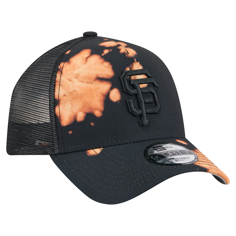 Men's New Era  Black San Francisco Giants Bleached A-Frame 9FORTY Adjustable Hat