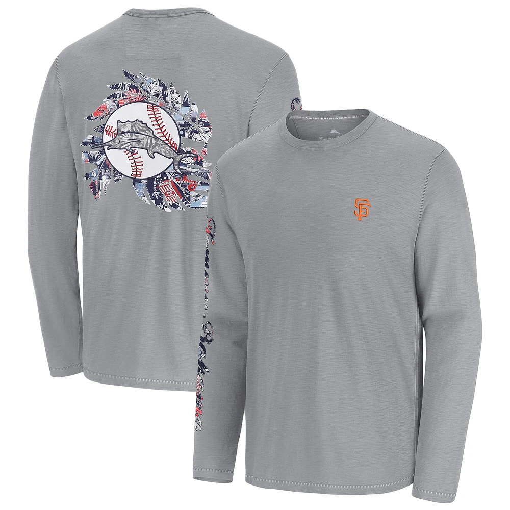 Men's Tommy Bahama  Gray San Francisco Giants Tropic Curveball Lux Long Sleeve T-Shirt