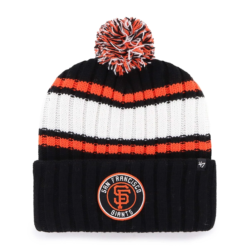 Bonnet en tricot à revers avec pompon pour homme '47 Black San Francisco Giants Plateau