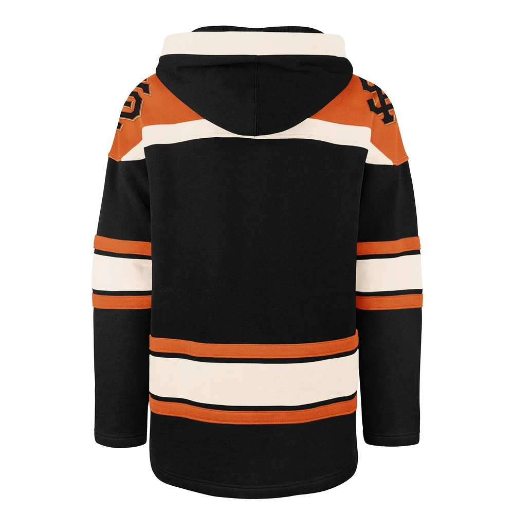 Men's '47 Black San Francisco Giants Superior Lacer Pullover Hoodie
