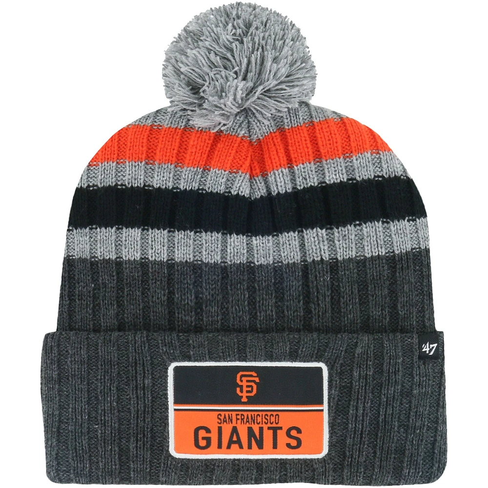 Bonnet en tricot à revers pile '47 gris San Francisco Giants pour hommes avec pompon