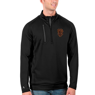 Men's Antigua Black/Gray San Francisco Giants Generation Quarter-Zip Pullover Jacket