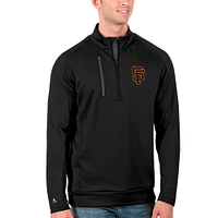 Men's Antigua Black/Gray San Francisco Giants Generation Quarter-Zip Pullover Jacket