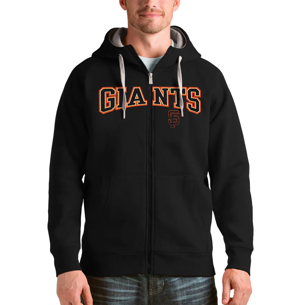 Men's Antigua Black San Francisco 49ers Wordmark Victory Full-Zip Hoodie Size: Small