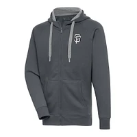 Sweat à capuche entièrement zippé Antigua Charcoal San Francisco Giants Metallic Victory pour homme
