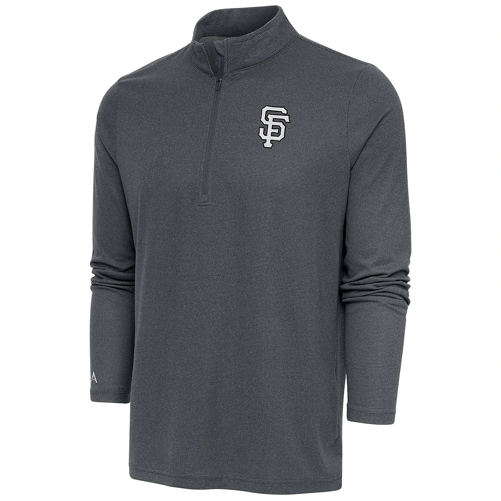 Pull-over à glissière quart de tour métallique Antigua Heather Charcoal San Francisco Giants pour homme