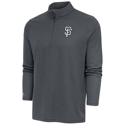 Pull-over à glissière quart de tour métallique Antigua Heather Charcoal San Francisco Giants pour homme