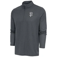 Pull-over à glissière quart de tour métallique Antigua Heather Charcoal San Francisco Giants pour homme