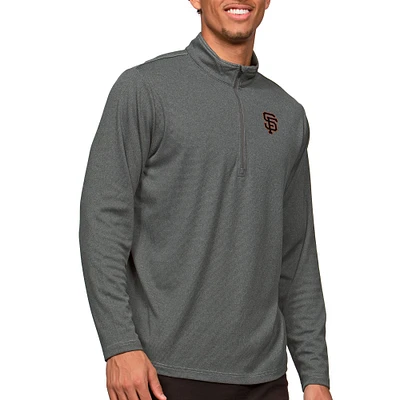 Men's Antigua Heathered Charcoal San Francisco Giants Epic Quarter-Zip Pullover Top