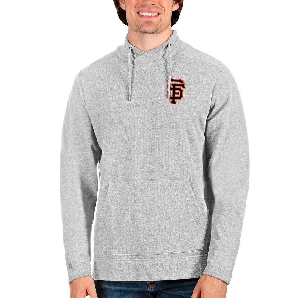 Men's Antigua Heathered Gray San Francisco Giants Team Reward Pullover Sweatshirt