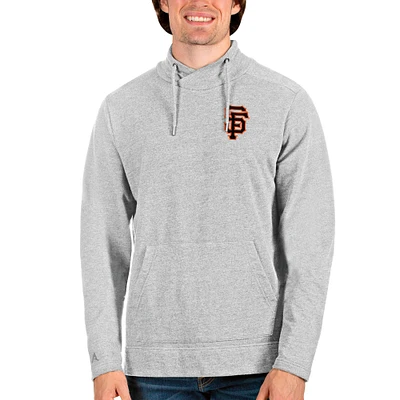 Men's Antigua Heathered Gray San Francisco Giants Team Reward Pullover Sweatshirt