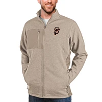 Men's Antigua Oatmeal San Francisco Giants Course Full-Zip Jacket