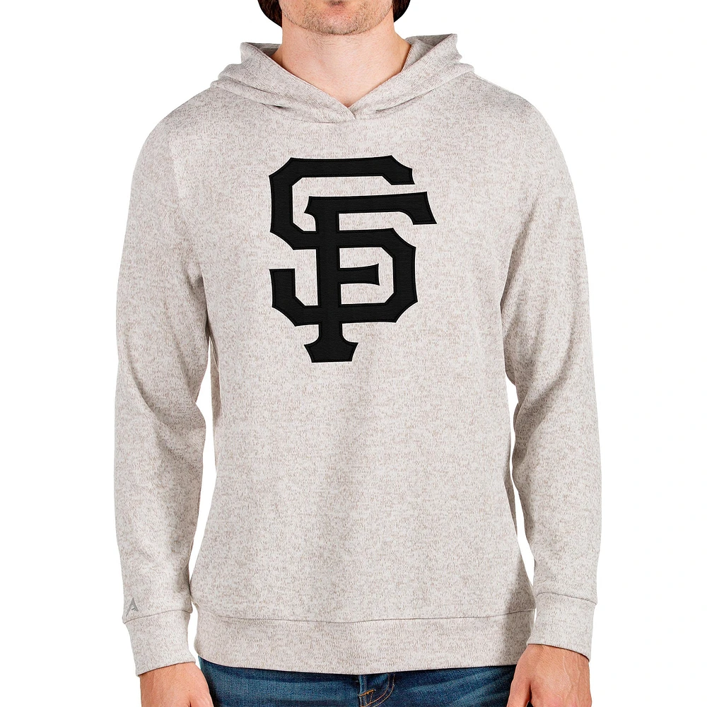 Men's Antigua Oatmeal San Francisco Giants Team Logo Absolute Pullover Hoodie