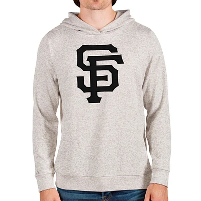 Men's Antigua Oatmeal San Francisco Giants Team Logo Absolute Pullover Hoodie