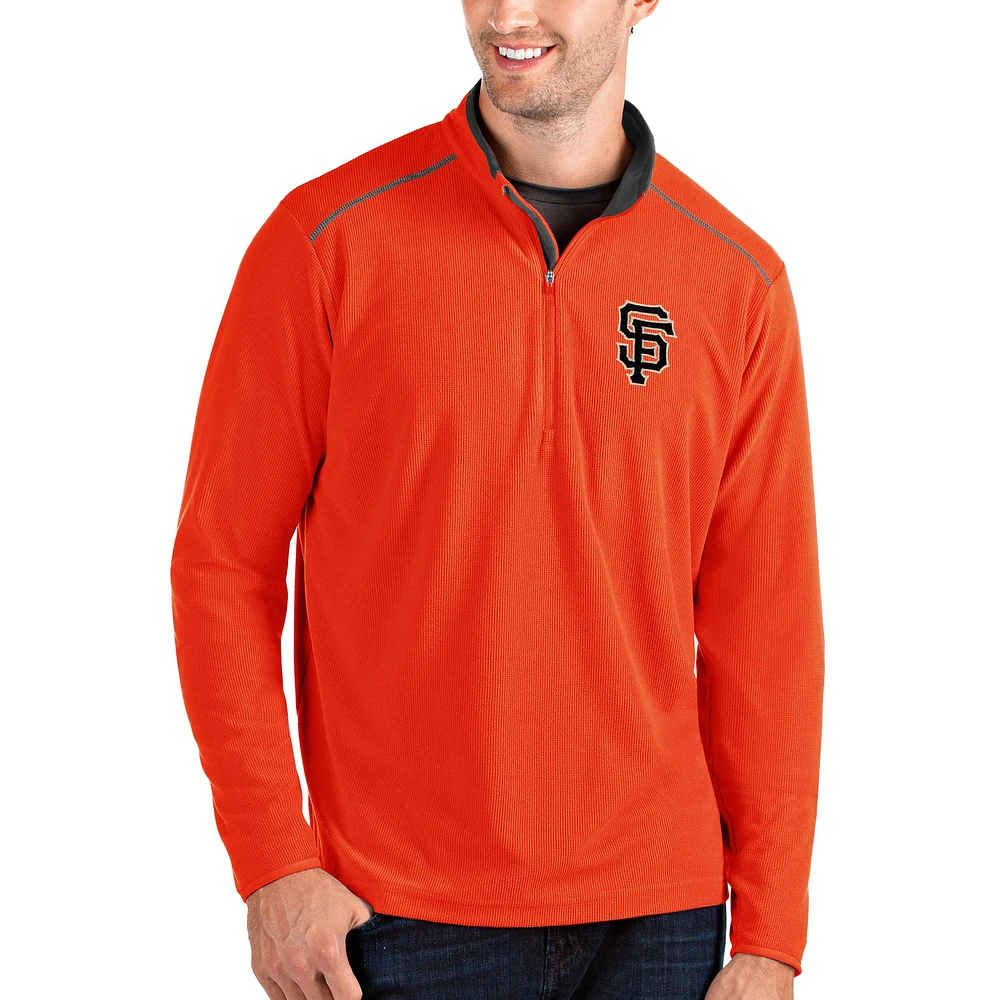 Men's Antigua Orange San Francisco Giants Glacier Quarter-Zip Pullover Jacket