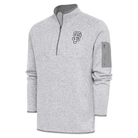Men's Antigua Pewter San Francisco Giants Metallic Fortune Quarter-Zip Pullover Jacket