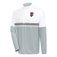 Men's Antigua White/Black San Francisco Giants Bender Quarter-Zip Pullover Top